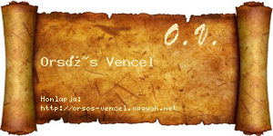 Orsós Vencel névjegykártya